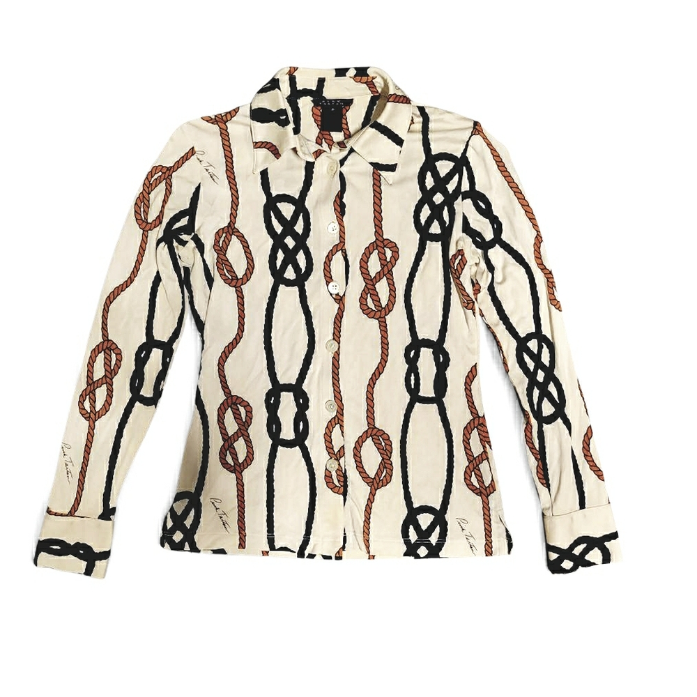 Pink Tartan Rope Chain Monogram Brand Print Button-Up Shirt